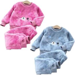 Pyjamas Winter Pyjamas Set Baby Boy Girl Thicken Pyjamas Set Flannel Fleece Toddler Child Warm Catoon Sleepwear Kids Home Suit 0-6Y 231129