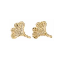 Fashion ginkgo biloba stud earrings gold silver rose Plating stud earring whole2672