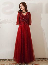 Evening Dresses V-neck Pregnant Women's Cocktail Dresses Bride Autumn Wine Red Engagement Return Dresses Gauze Skirt Slimming