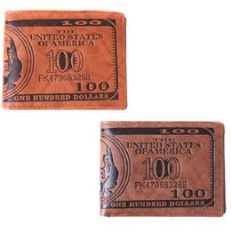 1pc lot Men Pockets Card US Dollar Bill Money Wallet Funny Foldable PU Dollar Wallet 2 Colours GI870627263w