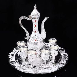 Hot sale Silver wine set of eight pieces of retro wine pot cup set