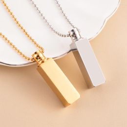 Charms Vertical Bar Urn Necklace Cremation Jewellery For Ashes Stainless Steel Keepsake Pendant Memorial Human