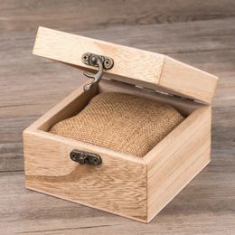 Watch Boxes Cases Travel DIY Unpainted Wooden Watch Case Square Jewellery Display Box Chest Packing Box Single Slot Wood Watch Box Storage Holder 231129
