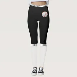 Women's Leggings Women Fashion Baseball Print Tights Control Yoga Sport For High Waisted