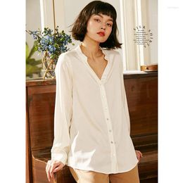 Women's Blouses Silk Blouse Women Shirt Casual Style Solid Design Stand Neck Long Sleeve Elegant Office Top Fashion