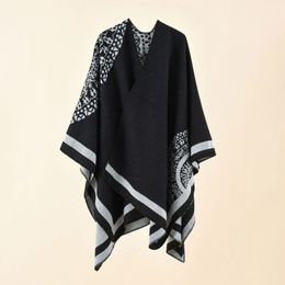 Scarves Fashion Winter Warm Floral Ponchos And Capes For Women Oversized Shawl and Wraps Cashmere Pashmina Female Bufanda Mujer 231128