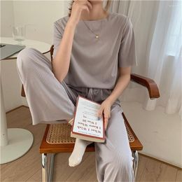 Women's Two Piece Pants Alien Kitty Summer Soft Casual Women Pieces Sets Solid Fashion 2023 Short Sleeves T-Shirts Loose Straight Suits