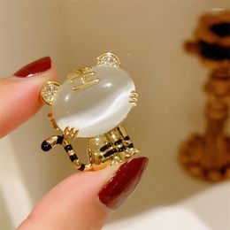 Brooches Red Trees Brand Chinese Zodiac Animal Coat Pins Jewelry Fashion Small Cute Opal Stone Tiger For Girls Year Gift