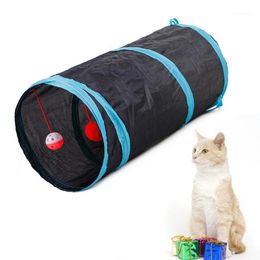 Cat Toys Cute 7 Colors Funny Pet Tunnel 2 Holes Play Tubes Balls Collapsible Crinkle Kitten Puppy Dog Tubes1
