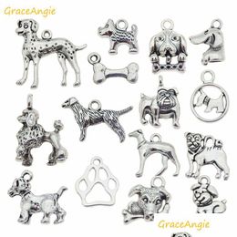 Charms Graceangie 15Pcs/Lot Mixed Puppy Dog Jewellery Making Necklace Pendants Bracelet Findings Diy Accessory Drop Delivery Components Dhvlb