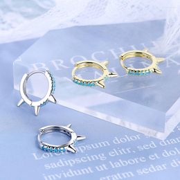 Hoop Earrings Women's Fashion Blue CZ Stone Small Shiny Crystal Pave Tiny Huggies Cone Thin Hook Piercing Earring Accessories