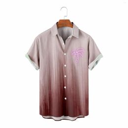 Men's T Shirts Neck Shirt Men's Coconut Tree Gradient Casual Fashion Beach Loose Mesh