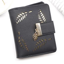 Wallets MONNET CAUTHY Arrival Short Hasp One Fold Wallet Hollow Out Solid Color Red Pink Blue Black Coin Purse