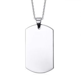 High Polished Stainless Steel Silver Dog Tag Pendant Husband Wife Friendship Gift Personalized Military Necklace261J