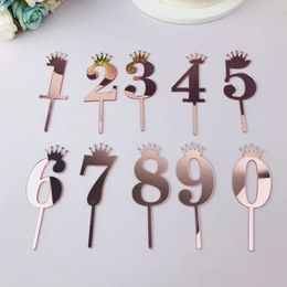 Cake Tools Number0-9cake topper birthday party anniversary wedding digit cupcake topper flags kids baby shower 1st birthday decor Supplies 231129