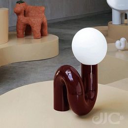 Table Lamps JJC Resin Red Blue Led Lamp Glass Ball Bedroom Bedside Desk Light Children Room Designer Model House Decor