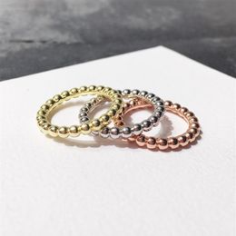 fashion Style Accessories Simple-Style rose Gold silver Copper Smooth Full Circle Beaded Ring for woman181O