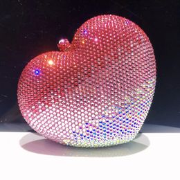 Evening Bags Women Heart Shape Crystal Clutch Purse Stones Evening Bags Wedding Party Shoulder Bag Rhinestone Clutches Bags Handbag and Purse 231129