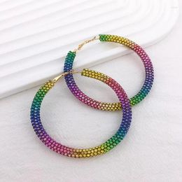 Hoop Earrings Euro-american Style Colorful Shiny Exaggerated Are Suitable For Women's Daily Holiday Gifts 2023 Trend Jewelry