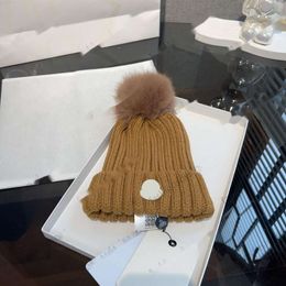 Beanie/Skull Caps Beanie with Pom designer beanie men monclair hat heavy knit for women ribbed a faux fur pom bonnet beanies