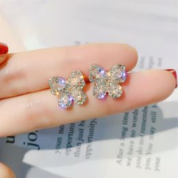 New Crystal Stud Earrings Butterfly Earrings For Women 2019 Party Korea Silver Jewellery oorbellen271a