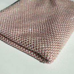 Fabric Pink Rhinestones Fabric Mesh Applique SS10 Crystal Ribbon Sewing Trimming Mesh Strass Crystal Net For DIY Dress Garment