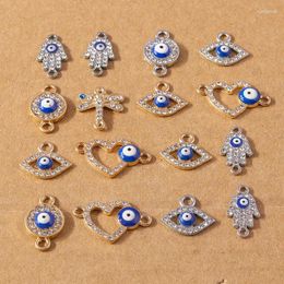 Charms 10pcs Cute Crystal Turkey Lucky Eyes Heart Pendants Charm For Jewellery Making Earrings Necklace Bracelet DIY Accessories
