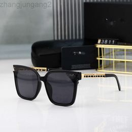 Designer Chanels Sunglasses Large Frame Round Face Square Glasses Women's Chain Uv Resistant Sunglasses Slimming Effect Street Photo Sunglasses