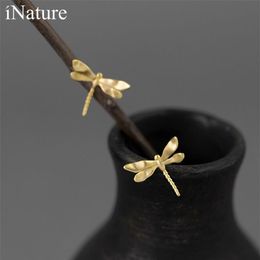 INATURE Cute Dragonfly 925 Sterling Silver Women Ear Stud Earrings For Girls Jewerly Gifts 2110092205