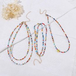 Choker Bohemian Colorful Seed Bead Statement Necklace For Women Handmade Collar Clavicle Charm Female Jewelry