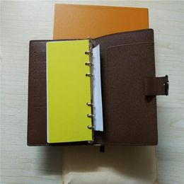 Famous Brand Agenda Note BOOK Cover Leather Diary Leather with dustbag and box card Note books Style silver ring L243249O