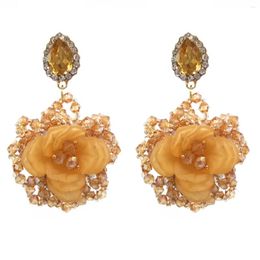 Dangle Earrings Bohemian Crystal Resin Flower Drop For Women 2023 Sunshine Jewelry Wholesale Costume Aretes