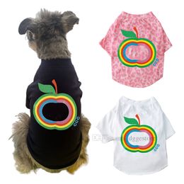 Designer Dogs Clothes Brand Dog Apparel Dog Shirts Cute Printed Apple Dog Clothes Soft Cotton Pet T Shirt Breathable Puppy Sweatshirt Apparel Outfit for Pet Dog S A684