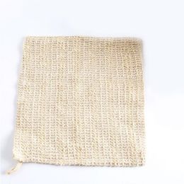wholesale 100% Nature Cleaning Towel for Bath Body Exfoliating Wash Cloth 25*25cm Shower Washcloth Sisal Linen Fabric Wcsqh