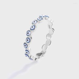 Cluster Rings Selling S925 Sterling Silver Blue Eye Drop Glue Ring Female Graffiti Fashion Personality Accessories Party Birthday Jewellery