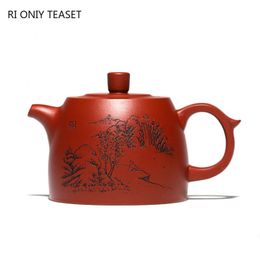 Teaware 90ml Chinese Yixing Purple Clay Teapots Raw Ore Dahongpao Philtre Tea Pot Hand Painted Landscape Tea Kettle Home Teaware Supplies