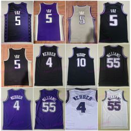 Basketball DeAaron Fox Jersey 5 Man City Earned Jason Williams 55 Chris Webber 4 Vintage Retro All Stitched Classic Icon Pure Cotton Shirt