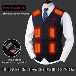 Men's Vests 16 Places Zones Heated Vest 3 Gears Heated Vest Coat USB Charging Thermal Electric Heating Clothing Women Men for Camping Hiking Q231129