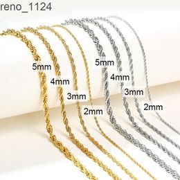 Wholesale Custom 14k 18k Gold Plated Filled Chain Necklace Bulk Stainless Steel Twisted Gold Rope Chain for Men Jewellery Making