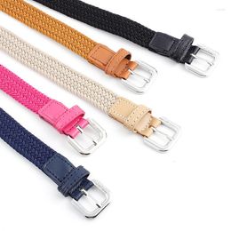 Belts Fashion Belt Woven Canvas Metal Buckle Men Women Elastic Braided Punch