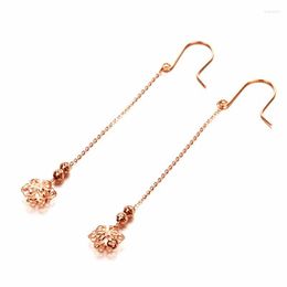 Dangle Earrings Creative 585 Purple Gold Fashion Long Hollow Snowflake For Women Plated 14K Rose Engagement Jewelry Gift