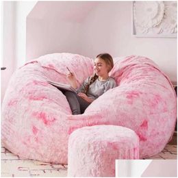 Chair Covers Ers Nt Sofa Er Soft Comfortable Fluffy Fur Couch Bean Bag Solid Colour Anti-Fading Lazy Bedroom Sliper Drop Delivery Hom Dh7Hk