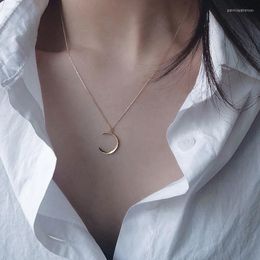 Pendant Necklaces Japanese And Korean INS Cool Wind Metal Titanium Steel Moon Necklace Simple Classic Versatile Collar Chain Women 2023