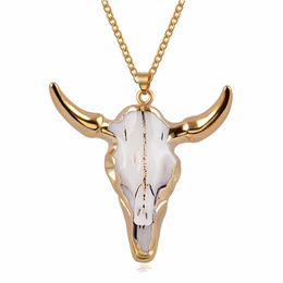 Designer Necklace Luxury Jewellery Vintage Bull Skull Men'S Pendant Wrapped Gem Buffalo Cattle American Western National Style 293p