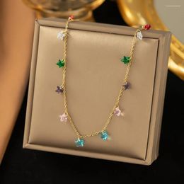 Chains SITA 316L Stainless Steel Colorful Star Zircon Charm Necklace Bracelets For Women Waterproof Crystal Christmas Jewelry Gift