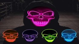 Halloween LED Light Up Mask EL Wire Skull Scary Full Face Masks CS Game Protectors Masquerade Party Costume Glowing Props4656230