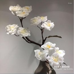 Decorative Flowers Real Touch Artificial Silicone Cherry Blossoms Wholesale Felt Latex Peach Wedding Cereza Cereja 6pcs/lot