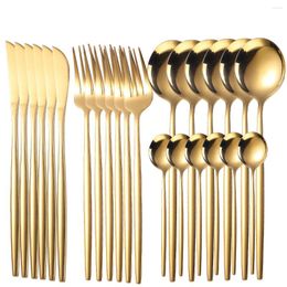 Dinnerware Sets Kitchen Gold Cutlery Set Flatware 410 Stainless Steel