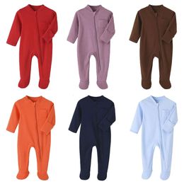 Rompers Infant Onesie born Zipper Footie Children Long Sleeve Bunting Pyjamas Red Orange Easter Romper 0-12 Month 231124