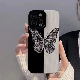 Designer Silicone Phone Case Butterfly Suitable for iPhone 14 13 12 Pro max 12 14plus Soft shell Anti-fall phone case